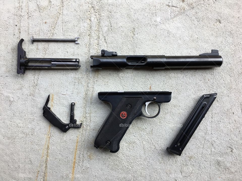 Ruger mk3 .22lr pistol field disassembled/ exploded view