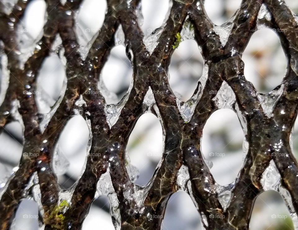 Ice on a Wrought Iron Table Outside