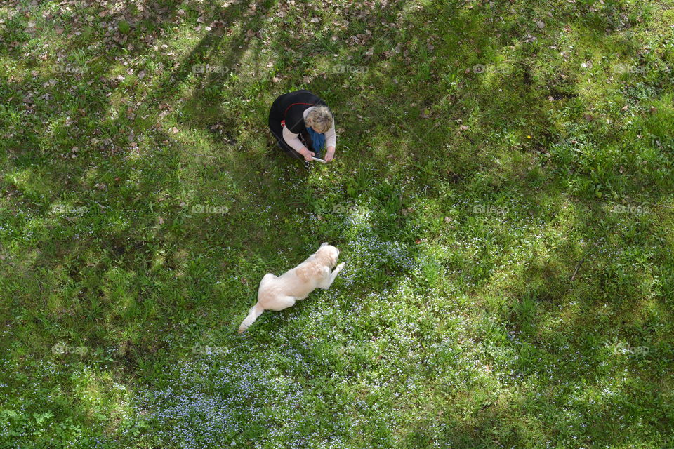 women and dog