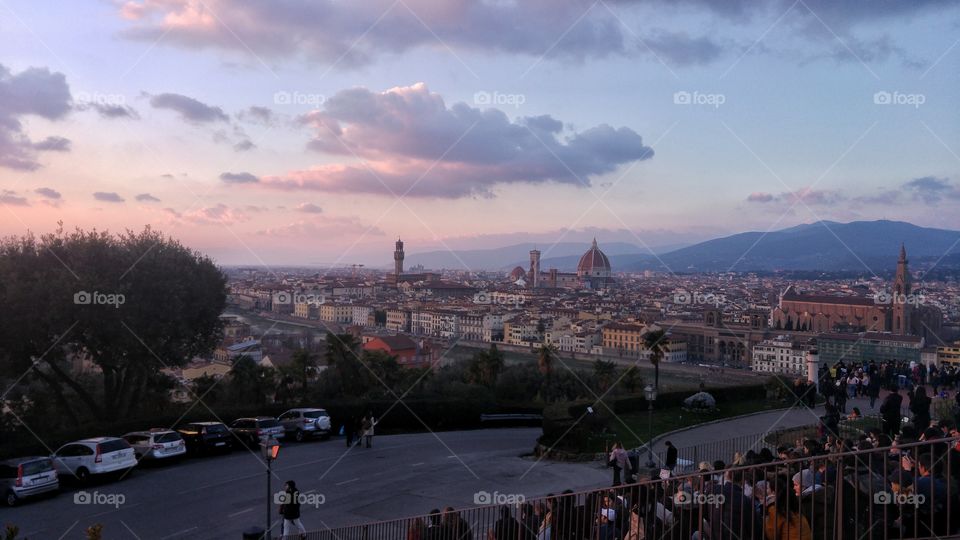 Beautiful evening in Piazzale Michelangelo, in Florence.
