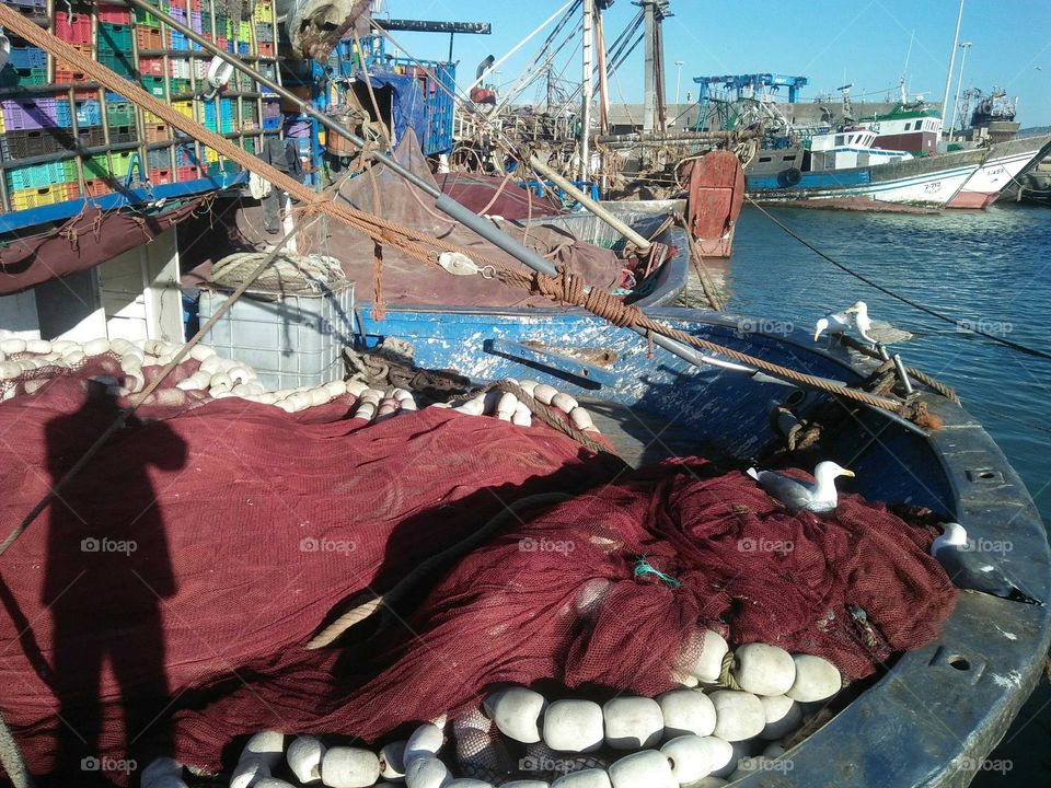 Beautiful ships at essaouira harbour in Morocco.