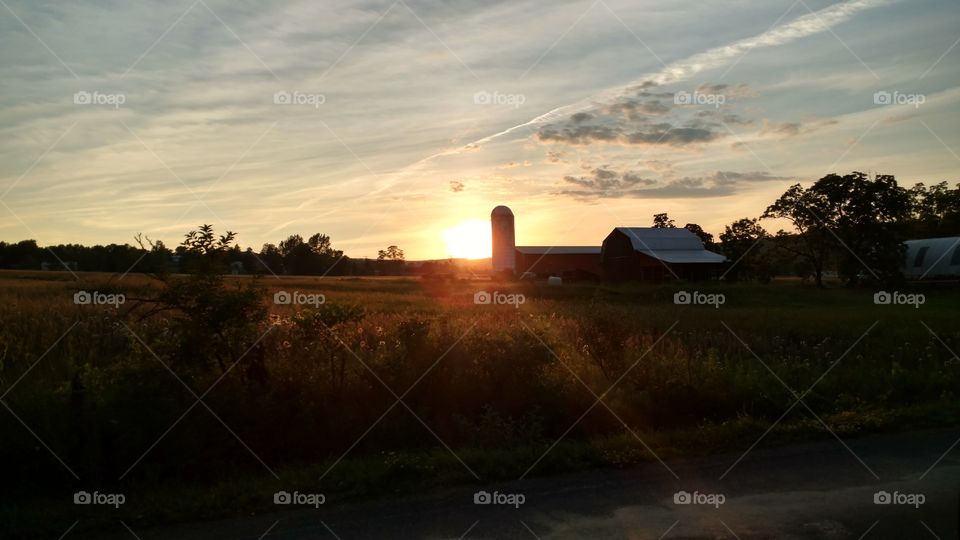 NY countryside at sunset