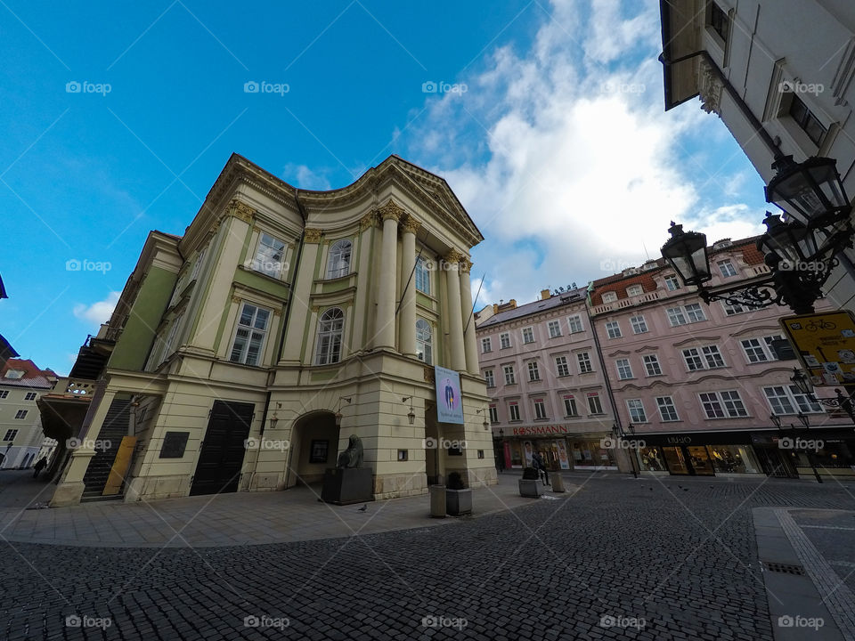 Wide angle view of Estates Theatre / Prague / Czech Republic