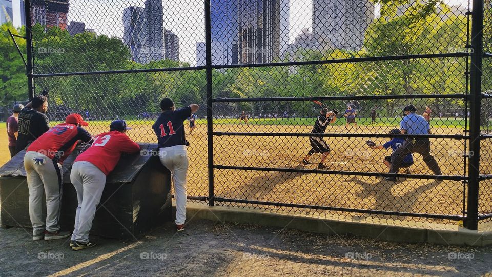 Baseball practice in Central Park