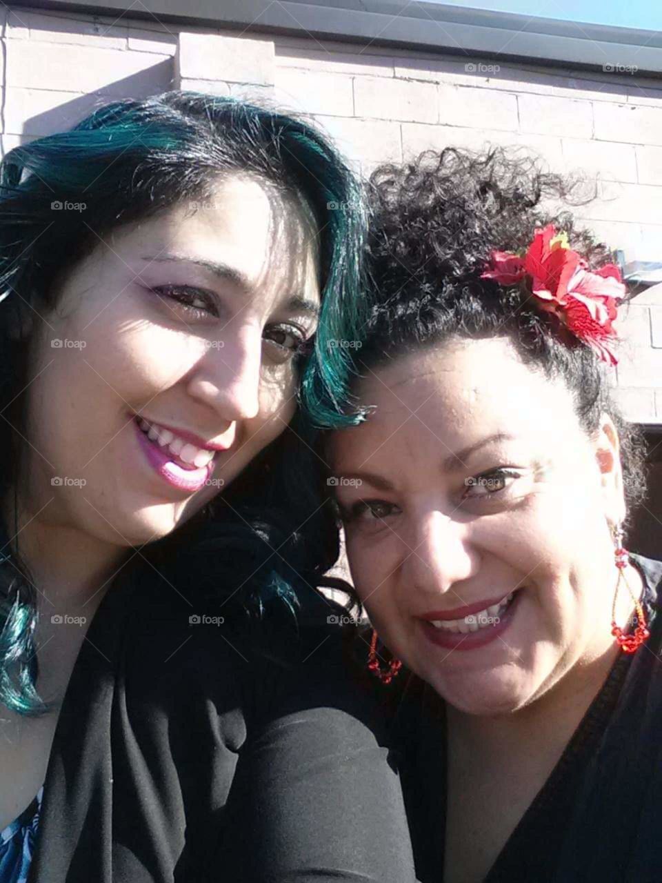 Me with my hair dresser after she dyed my hair this stunning Teal color, still the best $200 I've ever spent on my hair, well and the most I've ever spent lol.