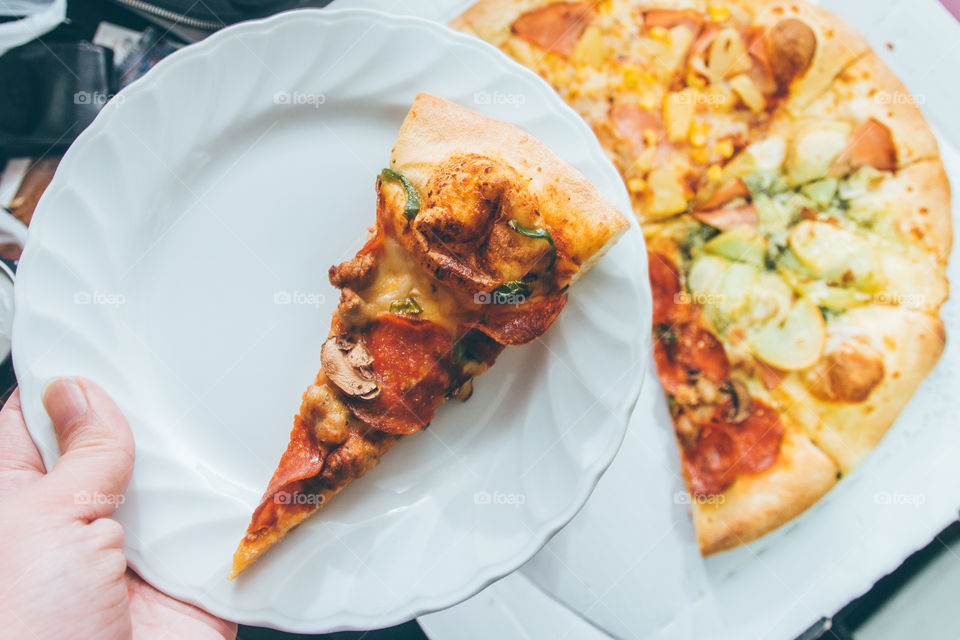 pizza view from above
