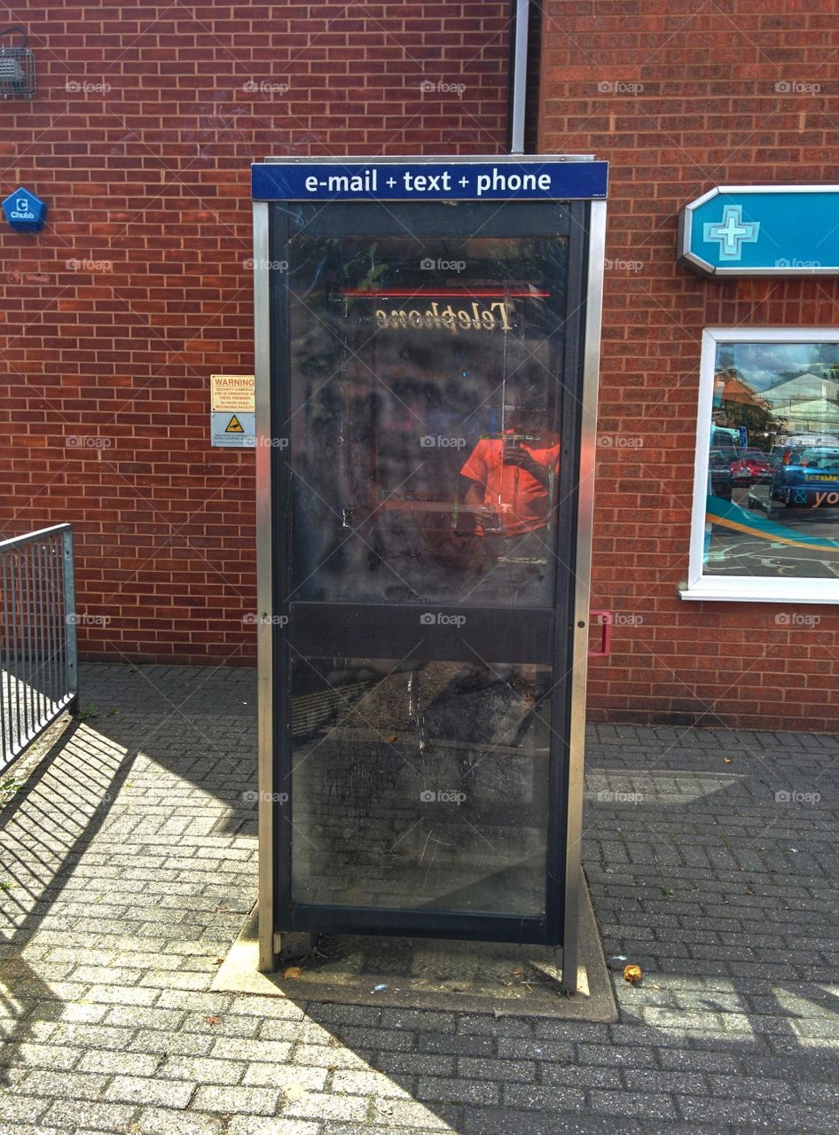 Telephone booth email text