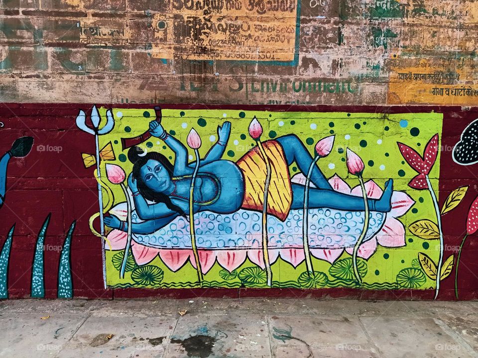 Lord shiva street art varanasi india