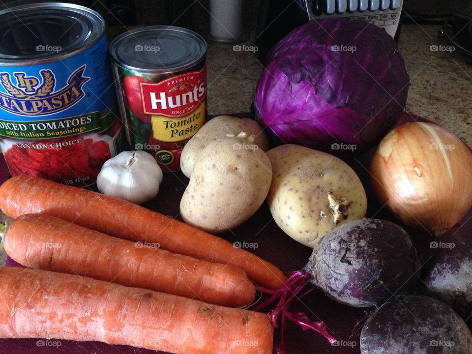 All the ingredients for my favourite soup... Borscht! 