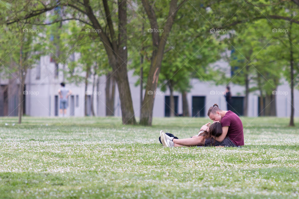 People enjoying spring