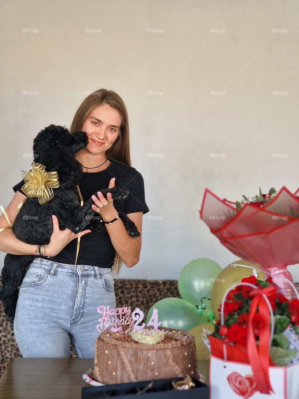 cute girl with her dog