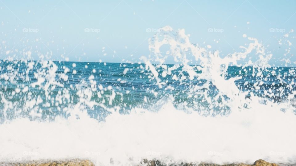 Sea#waves#water#splash#blue#drops