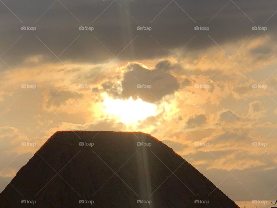 Beautiful pyramid and magic sunset 