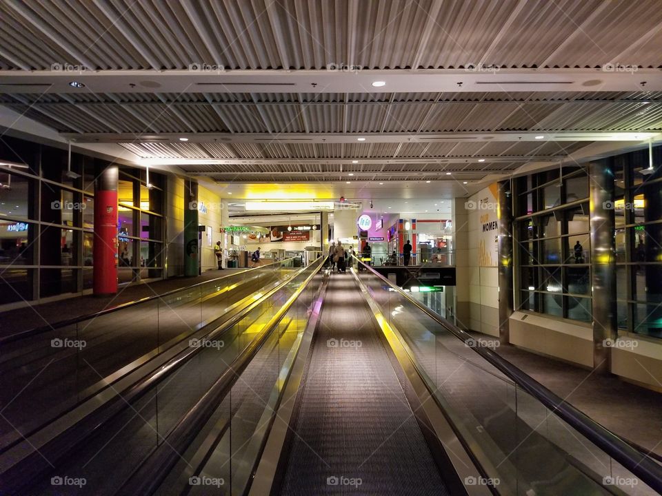 Illuminated moving walkway at @Baltimore Internarional Airport