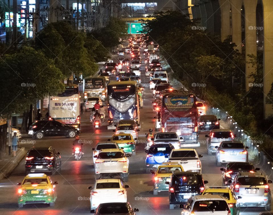 Traffic jam in the rush hour at the big city