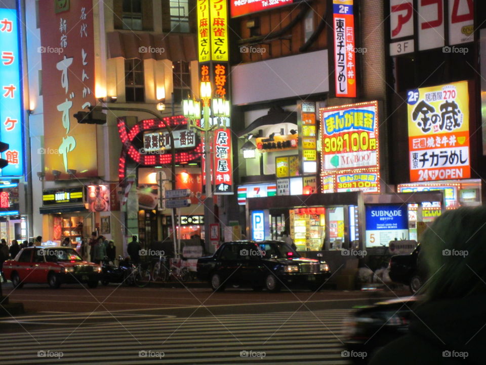 Kabukicho, Shinjuku, Tokyo, Japan Entrance Sign. City Lights, Night View. Urban Cityscape. Bright Lights.