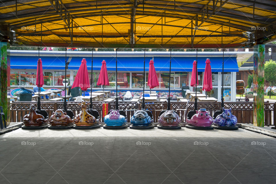 Bumper cars game at funfair in Halmstad Sweden. Halmstad adventure land.