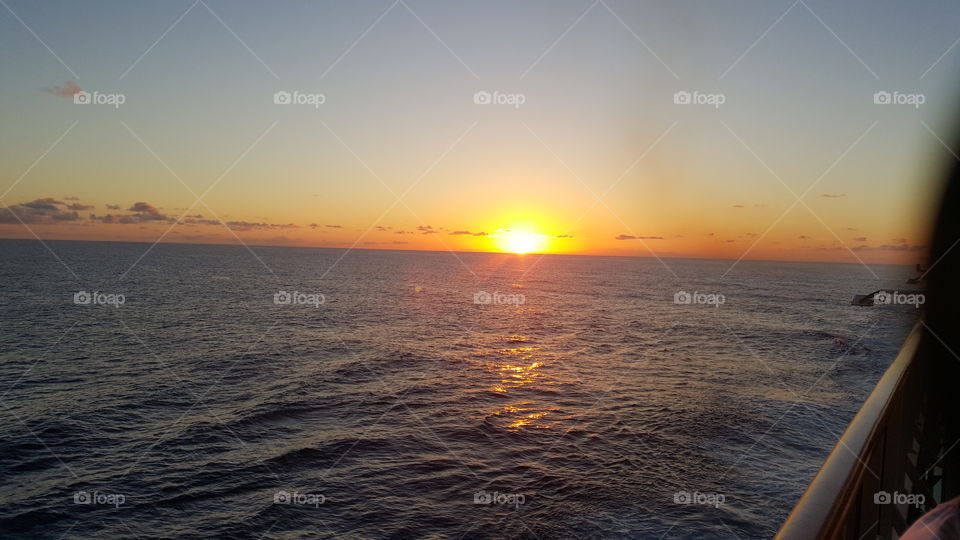 beautiful sunset in Caribbean taken from cruise ship