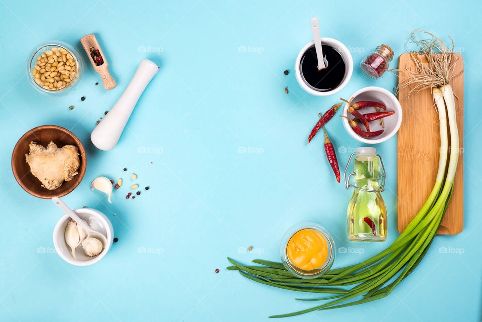 ingredients for sous in blue