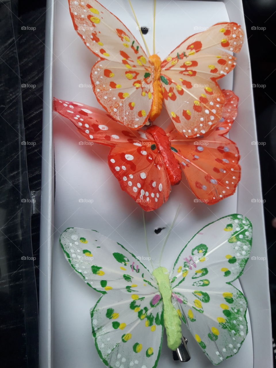 three beautiful butterfly in box its from decoration for insede of the house