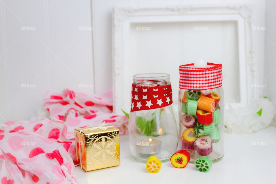 Boiled sweets and glass jars