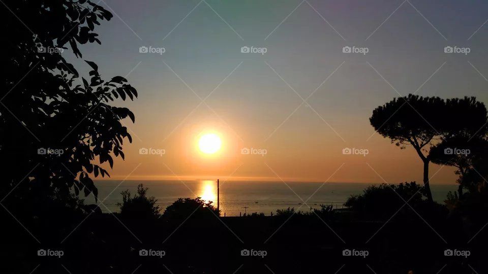 Sunset in Cuotto village of the Italian island of Ischia on an August day