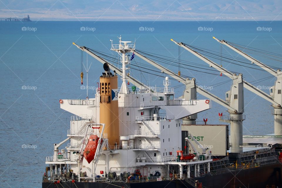Cargo ship (Panama) at loading dock