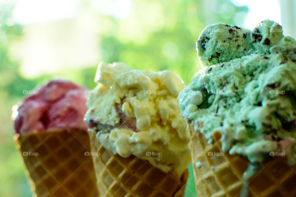 Close-up of ice cream cones