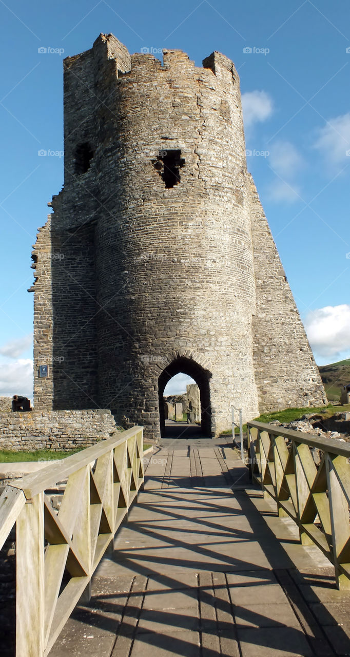 aberystwyth wales uk bridge tower blue sky by emmam
