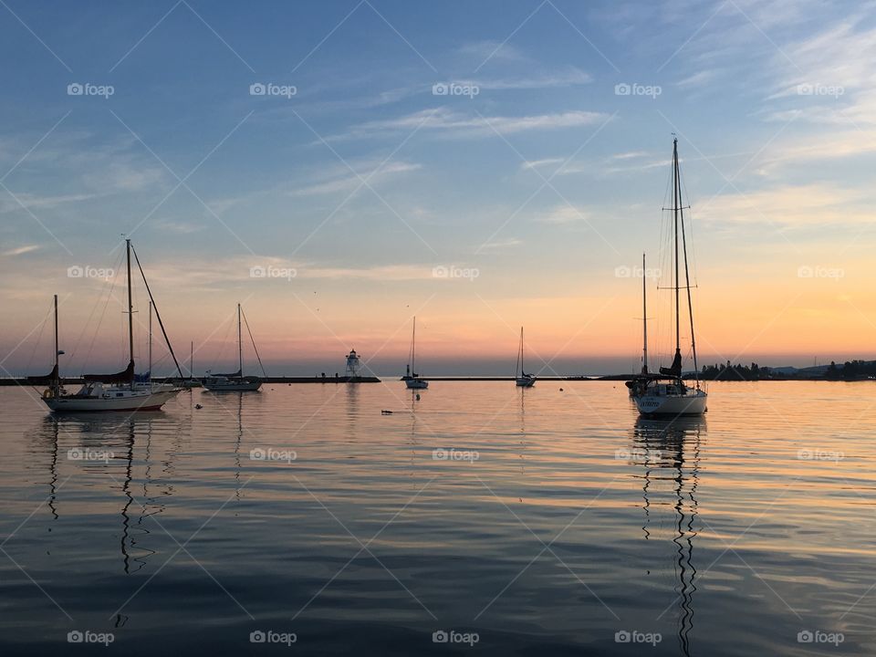 The harbor at dusk