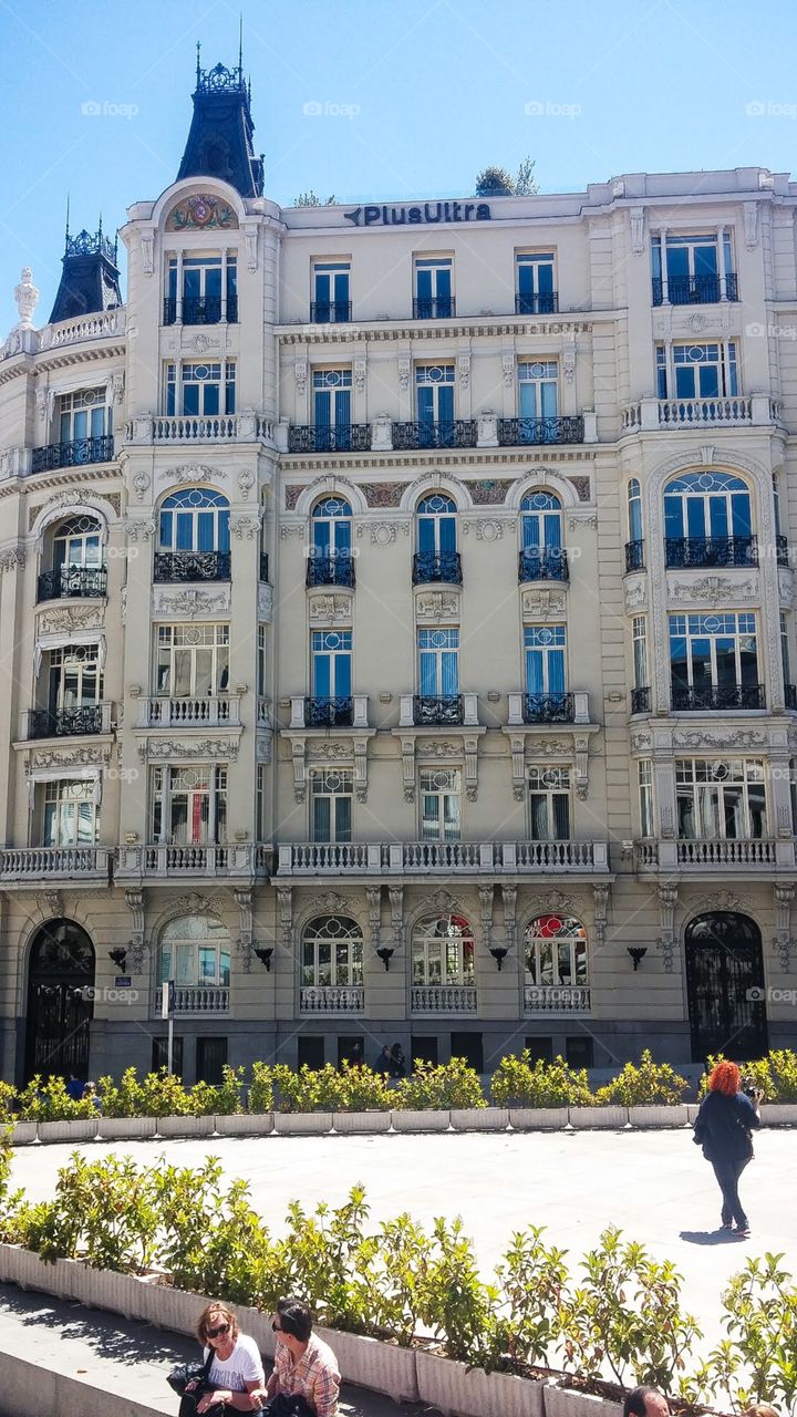 Stunning architecture on a clear day in Madrid, Spain 