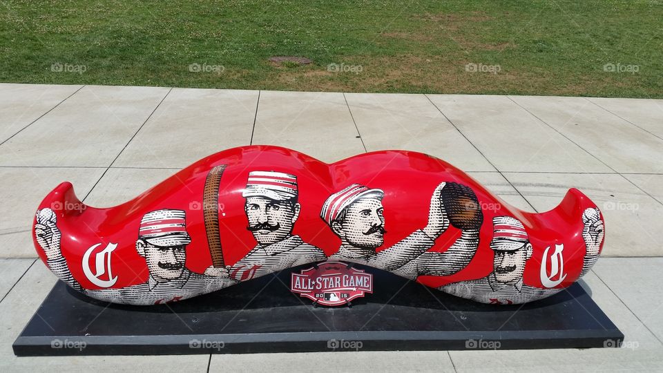 Cincinnati Reds Mustache. Statue at the Great American Ballpark