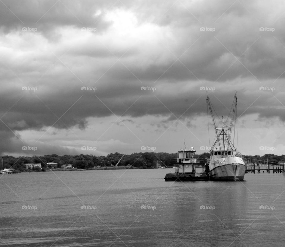 Storm clouds over the bay