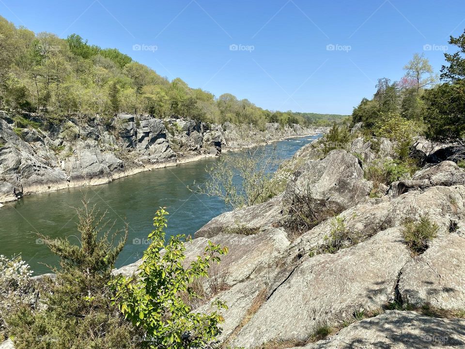 A river flowing between cliffs