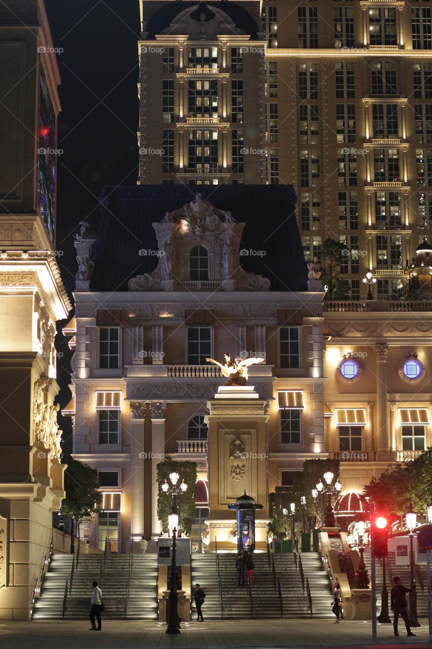 night city, illumination, Macau architecture