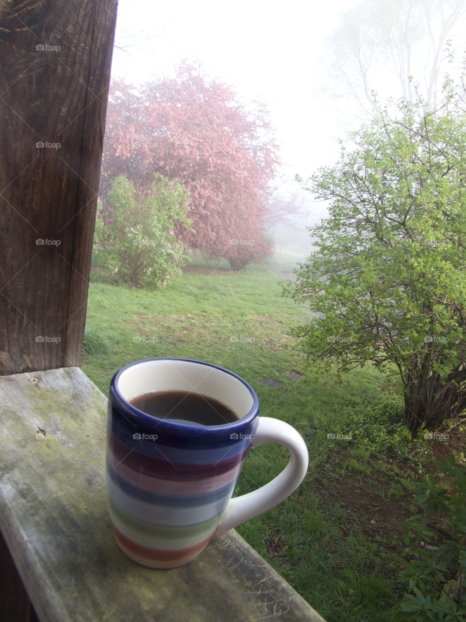 Springtime coffee on the porch