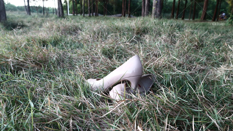 heels on grass