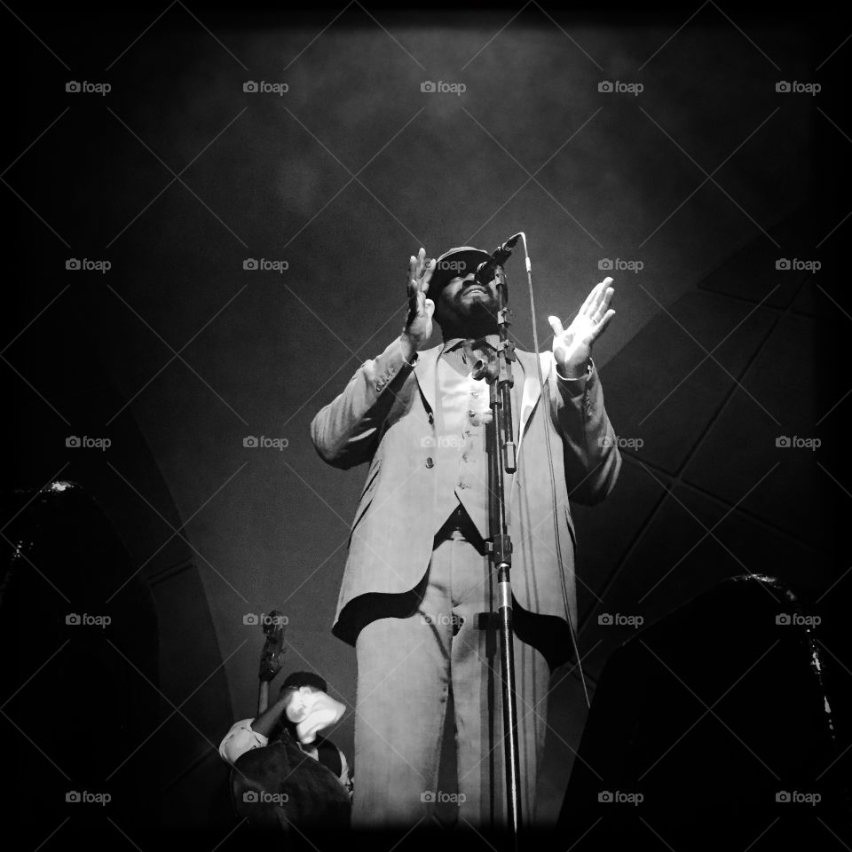 The Grammy Best Jazz Vocal Album winner 2014 and 2017 Gregory Porter on stage during show in Sao Paulo, Brazil. 