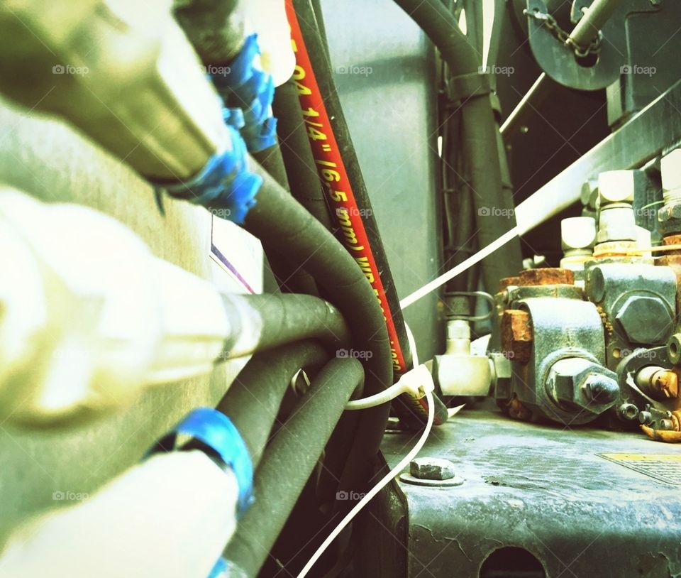 Perspective view of hardware and wires