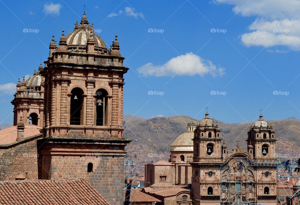 Towers of La Plaza de Armas, Cusco, Peru