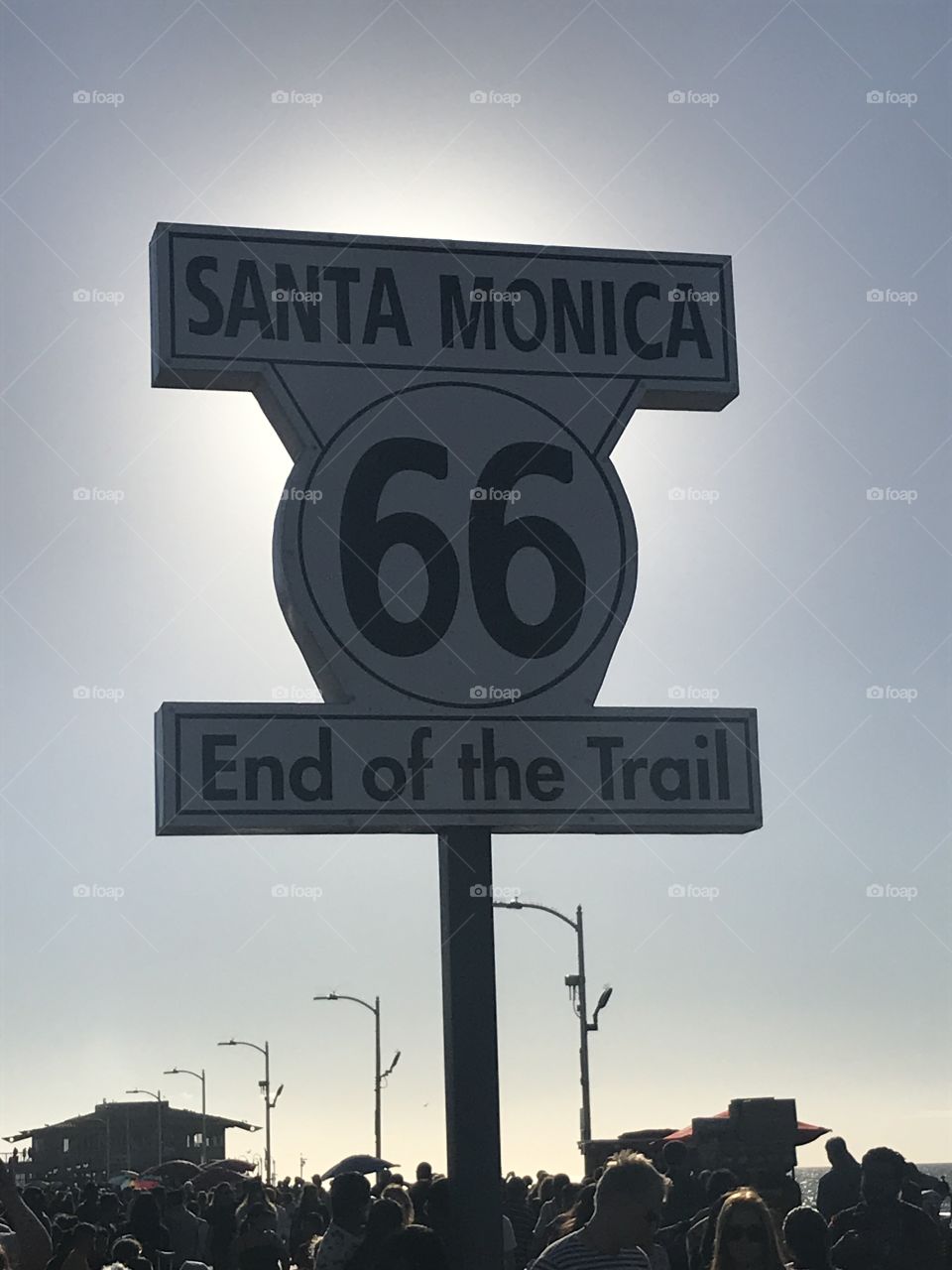 Historic Route 66 End Point at Santa Monica Beach Pier 