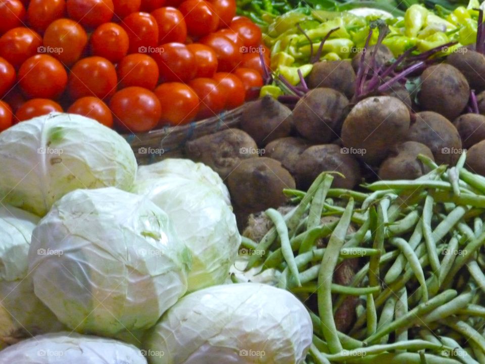 Fresh vegetables . Fresh vegetables on the booth of a local market in India