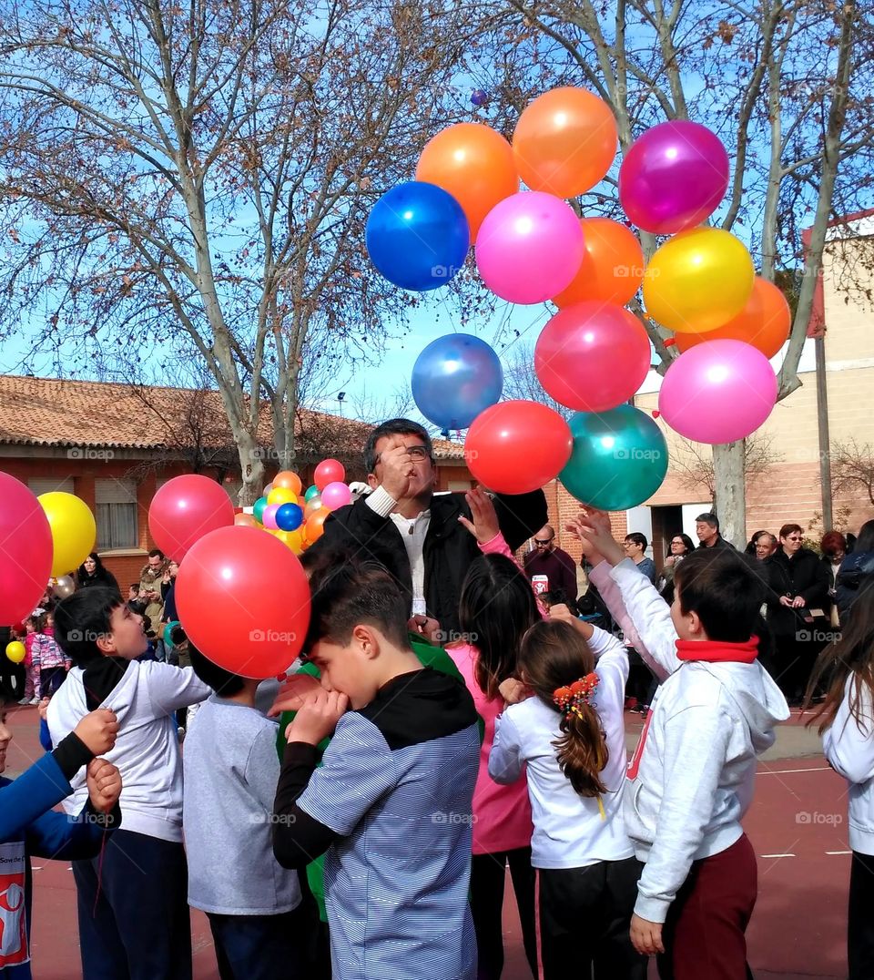 Helium balloons . Peace day in Spain