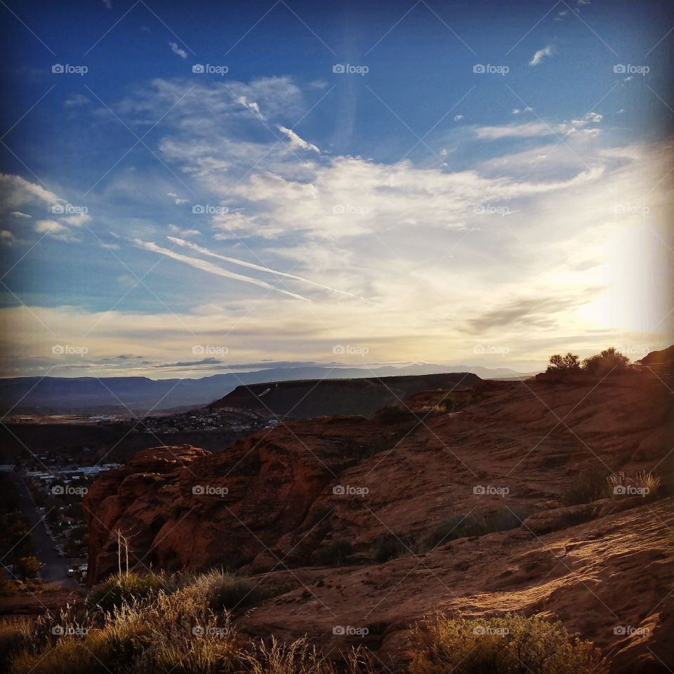 Sunset over the red rocks