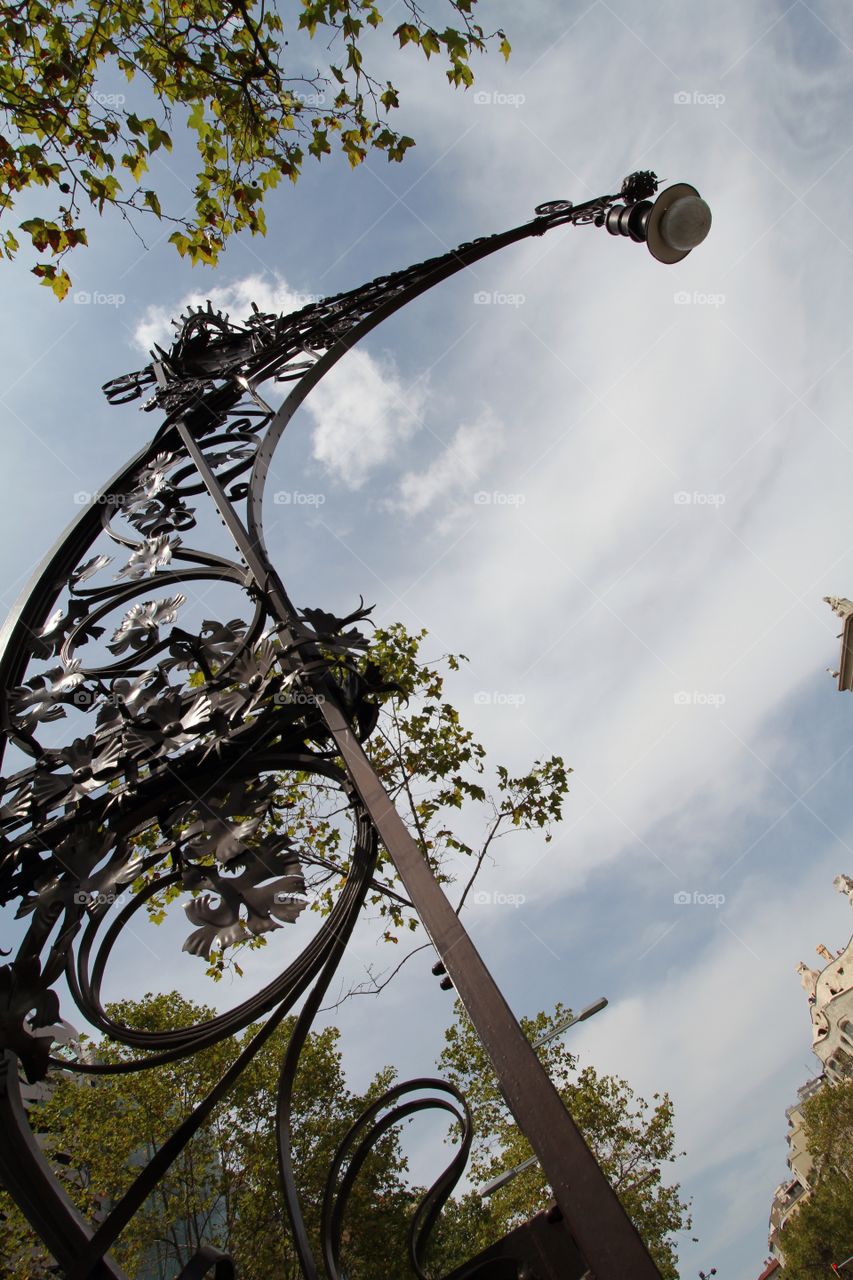 Light post in gothic area Barcelona 