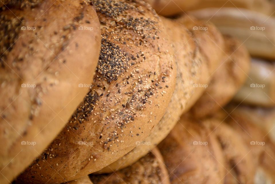 Fresh homemade bread close-up.