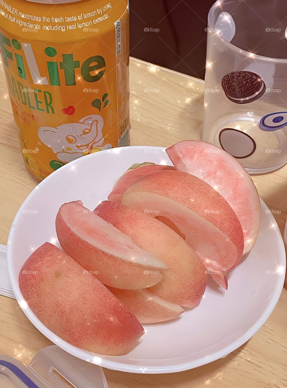 fresh peace fruit from refrigerator
