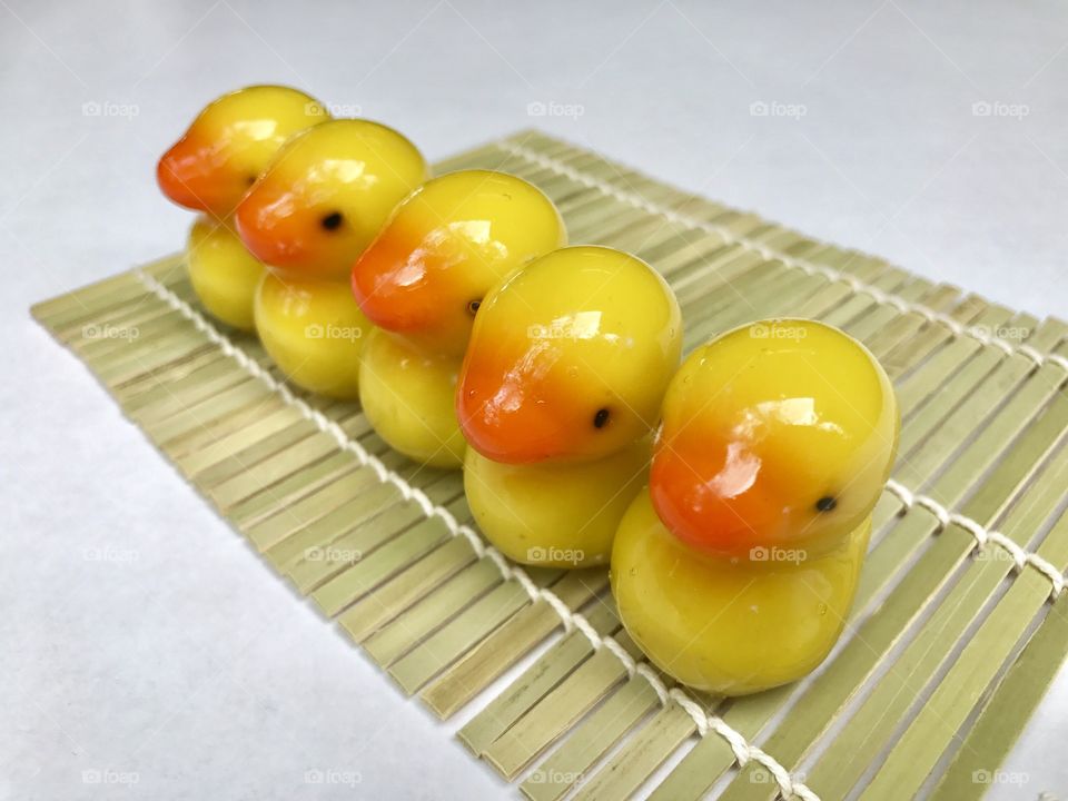 Luk Chup - Thai miniature confection made of chickpea and sugar glazing with gelatin