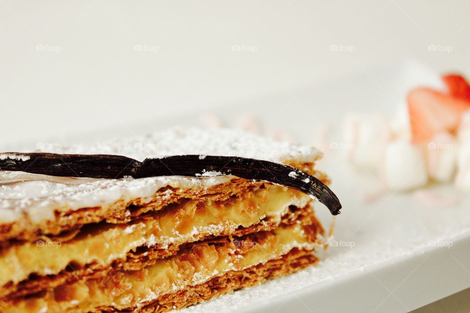 Mille feuille on plate