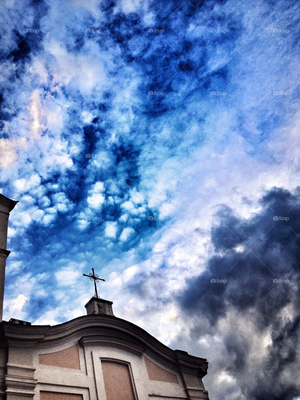Church with dramatic sky